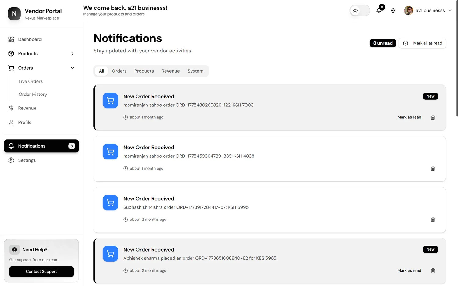 Vendor Dashboard screenshot 13